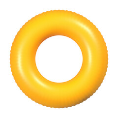 yellow pool ring isolated on white background. Inflatable swimming ring