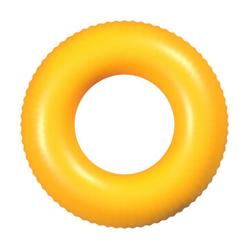 Yellow Pool Ring Isolated On White Background. Inflatable Swimming Ring