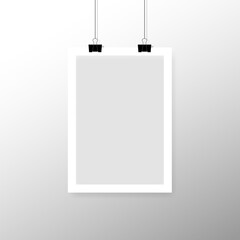 Empty photo frames with shadow effects. Vector Photo frame mockup design. Super set photo frame on sticky tape isolated on transparent background. Vector illustration.