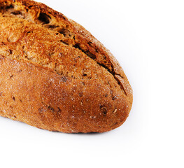 Black bread on isolated white background