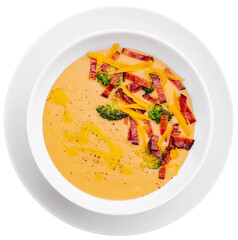 pumpkin soup with broccoli and bacon