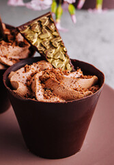 Chocolate cup cakes with tea pot