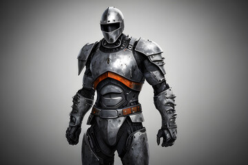Knight in armor on a gray background. with clipping path