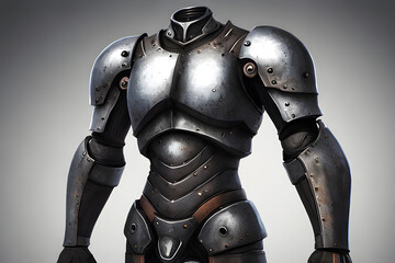 medieval knight with armor isolated on gray background