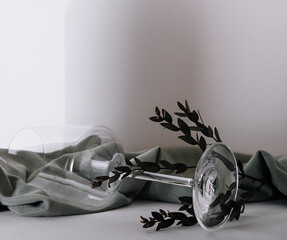 empty glass on stone close up