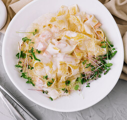 tagliatelle pasta with salmon with parmesan in cream sauce