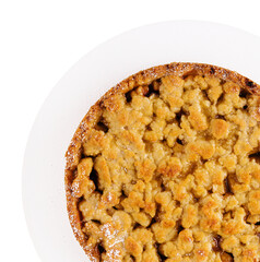 Homemade grated cake tart with lemon curd