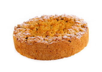 Homemade grated cake tart with lemon curd
