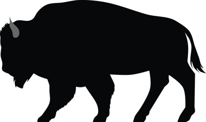 American Bison black silhouette, isolated on white.  ZIP file contains EPS, JPEG and PNG formats - obrazy, fototapety, plakaty