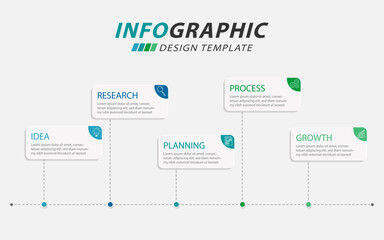 Timeline Creator infographic template. 5 Step timeline journey, calendar Flat simple infographics design template. presentation graph. Business concept with 5 options, gantt vector illustration.