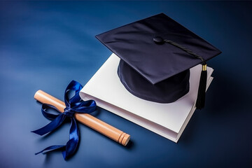 Graduation cap and diploma, generative ai 