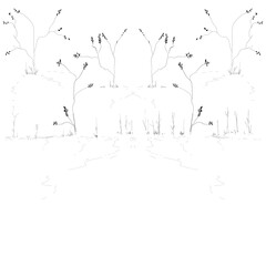 Cartoon drawing of bamboo tree isolated