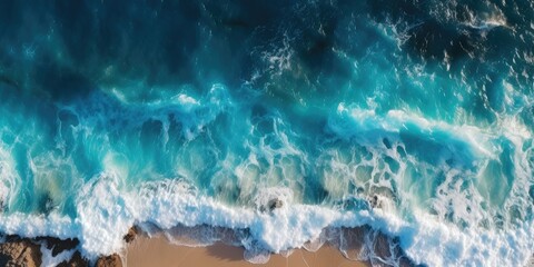 Spectacular Aerial view of the ocean waves. Generative AI	

