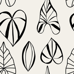 Modern exotic botanical pattern. Floral abstract contemporary seamless pattern. Hand drawn unique print.