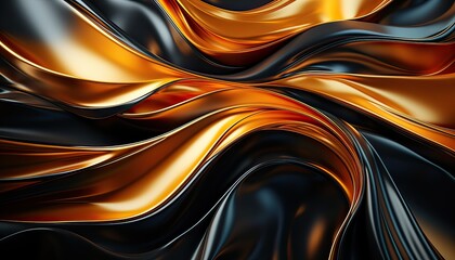 Generative AI illustration of a intricate detailed metallic gold serpent snake made of smooth wavy segments made of silk fabric, abstract cubism