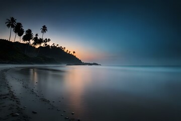 Fototapeta na wymiar sunset on the beach generative by Al technology