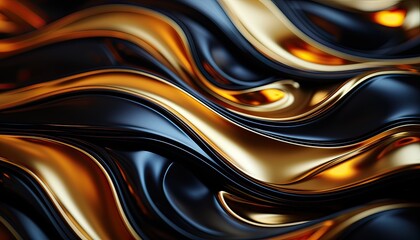 Generative AI illustration of a intricate detailed metallic gold serpent snake made of smooth wavy segments made of silk fabric, abstract cubism