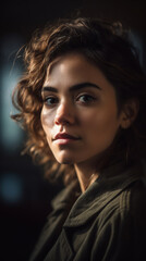 Woman Female Face Street Style Portrait Close Up Photo Digital Generated Realistic Modern Trendy Illustration Artwork Background