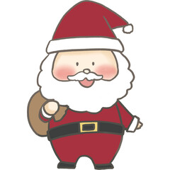 cute drawing cartoon illustration santa claus with a bag