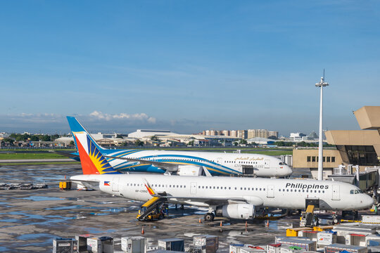 Manila, Philippines - June 10 2023: Philippines Airlines aircraft on runway at Manila Ninoy Aquino International Airport 