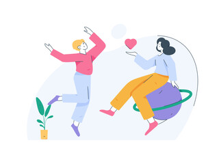 Vector internet operation illustration of people exercising and running healthy
