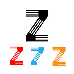 Z Brush Stroke Letter Logo Design. Black Paint Logo  Icon with Elegant Circle Vector .Z Letter Logo concept Linear style. Creative Minimal Monochrome Monogram emblem design template.