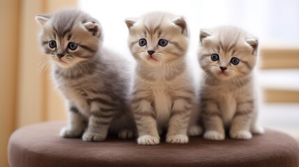 Fototapeta na wymiar Three cute lazy kittens.AI generated. 