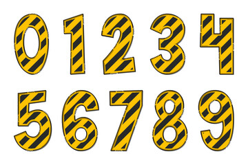 Handcrafted Under Construction Numbers. Color Creative Art Typographic Design
