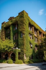 Fototapeta na wymiar college campus building with ivy-covered walls, created with generative ai