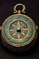 ornate antique compass with intricate engravings, created with generative ai