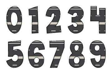 Handcrafted Straight Road Numbers. Color Creative Art Typographic Design
