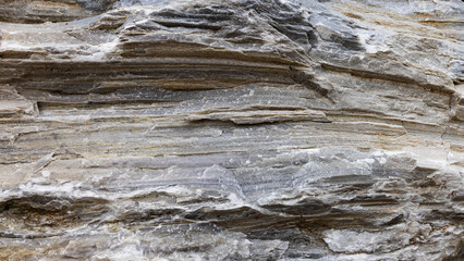 Layered natural stone in Alps with deep cracks. Filled frame 16x9 background screensaver for webinar
