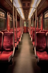 Fototapeta premium empty public transport seats during lockdown, created with generative ai