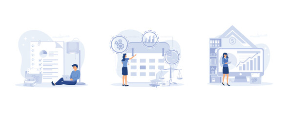 Lawyers working with public finance. Government spending, revenue and taxation concept. set flat vector modern illustration
