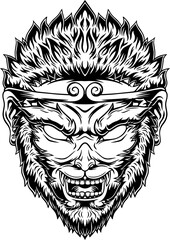 monkey king head illustration vector illustration