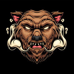 Wolf head mascot logo illustration