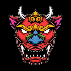 Oni mask with ferocious expression