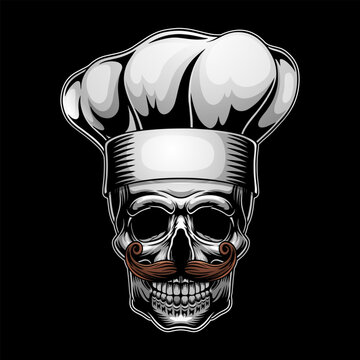 recommend clip art: illustration of a skull wearing a chef's hat