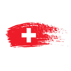 Switzerland brush strokes painted national country flag icon.