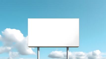 Fototapeta premium Blank billboard for advertising with cloud sky background. generative ai
