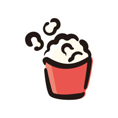 Popcorn - Fast food icon/illustration (Hand-drawn line, colored version)
