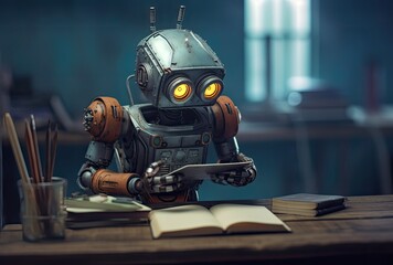 Robot reading a book 