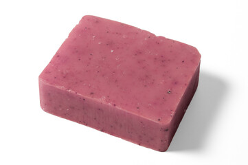 Bar of handmade organic soap isolated on white background