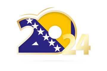 Year 2024 with Bosnia and Herzegovina Flag pattern.