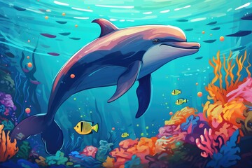 Obraz na płótnie Canvas Dolphins in the sea
