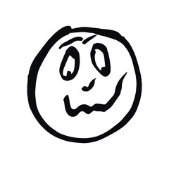 shocked cartoon face icon on white background