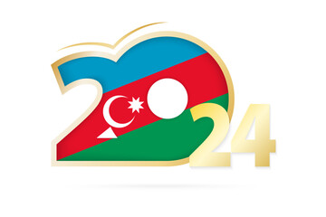 Year 2024 with Azerbaijan Flag pattern.