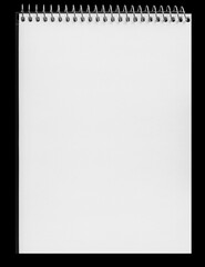 a paper page notebook isolated on the black background