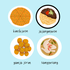 Set Of Korean Food Illustration 