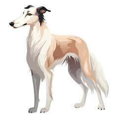 Illustrated Sophistication: Captivating 2D Artwork of a Cute Borzoi